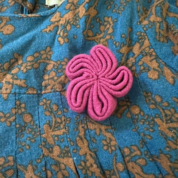 Monsoon Girls Long Sleeve Floral Pattern Dress Blue and Pink 2-3yrs - Picture 2 of 7